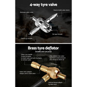 Giantz 4X4 4WD Gauge Valve Rapid Tyre/Tire Deflator CAR-GAUGE-BK