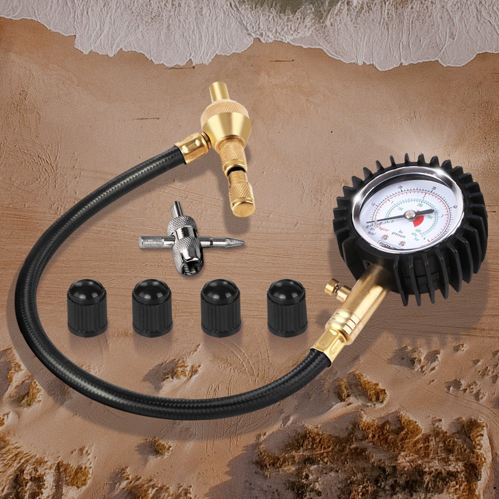 Giantz 4X4 4WD Gauge Valve Rapid Tyre/Tire Deflator CAR-GAUGE-BK