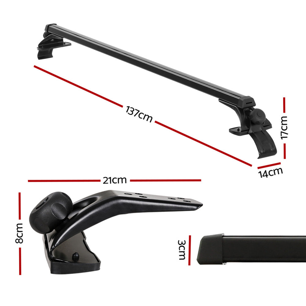 Universal Car Roof Racks Pod Aluminium Cross Bars Brackets 145cm Black CAR-RFBAR-5702-135-BK