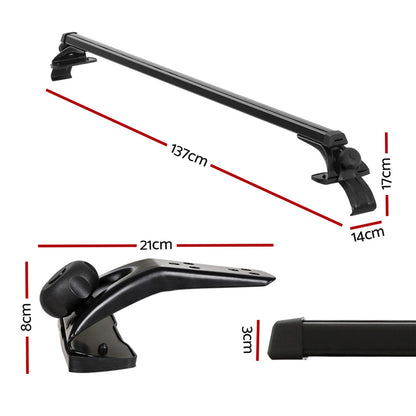 Universal Car Roof Racks Pod Aluminium Cross Bars Brackets 145cm Black CAR-RFBAR-5702-135-BK
