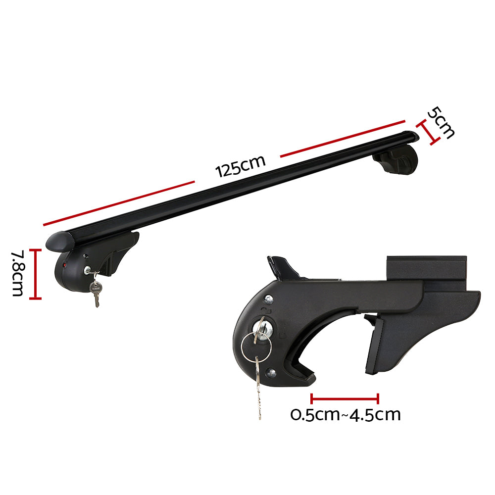 Universal Car Roof Racks Pod Aluminium Cross Bars Adjustable 108cm Black CAR-RFBAR-7886-120-BK