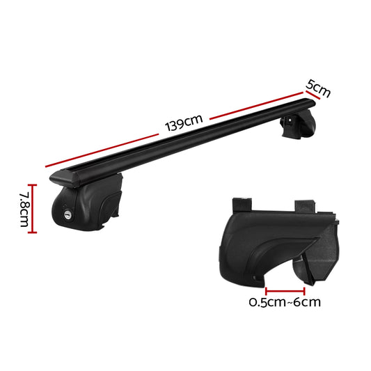 Universal Car Roof Racks Pod Aluminium Cross Bars Upgraded Holder 126cm Black CAR-RFBAR-7888-135-BK