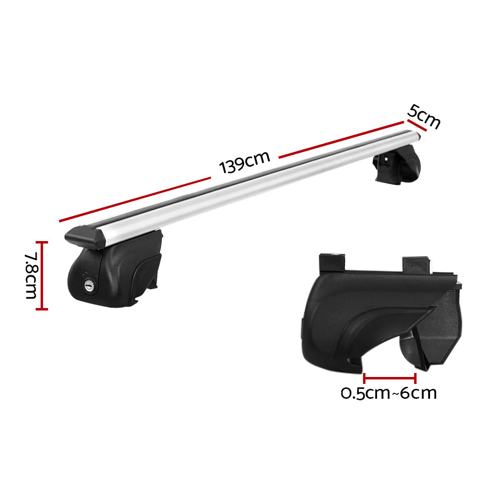 Universal Car Roof Racks Pod Aluminium Cross Bars Upgraded Holder 126cm Silver CAR-RFBAR-7888-135-SI