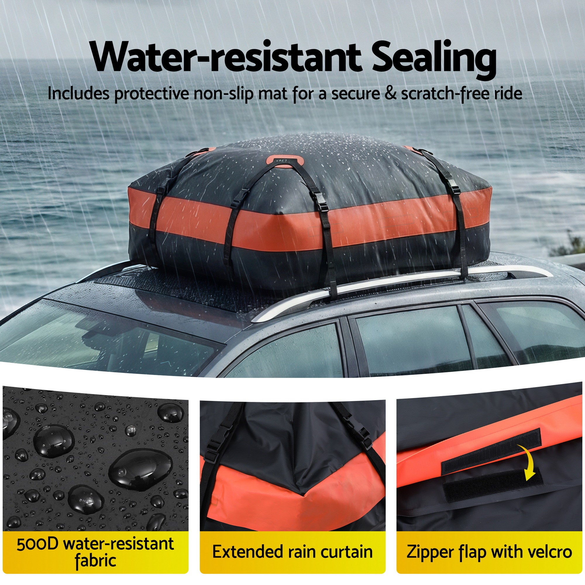 Giantz Rooftop Cargo Bag Waterproof Car Luggage Carrier 15 Cubic Ft Universal CAR-RFBAR-BAG-15