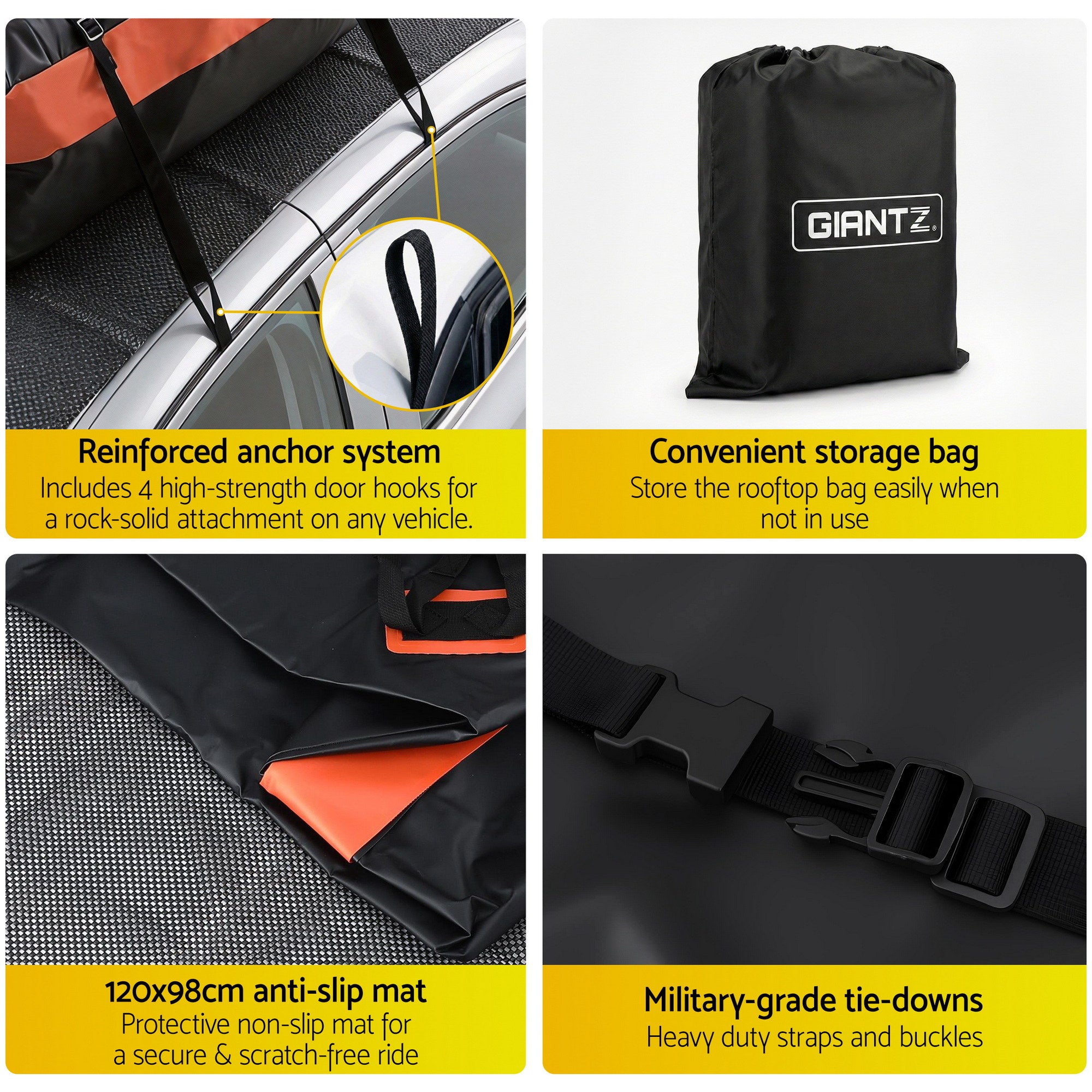 Giantz Rooftop Cargo Bag Waterproof Car Luggage Carrier 15 Cubic Ft Universal CAR-RFBAR-BAG-15