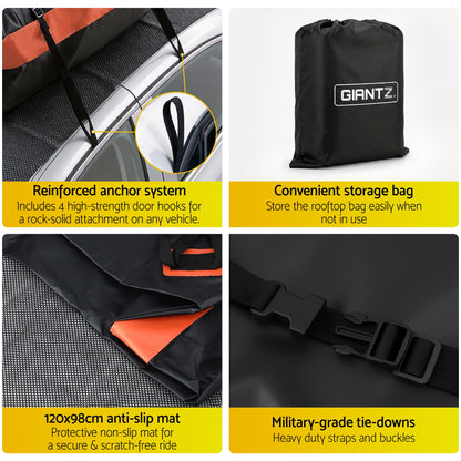 Giantz Rooftop Cargo Bag Waterproof Car Luggage Carrier 15 Cubic Ft Universal CAR-RFBAR-BAG-15