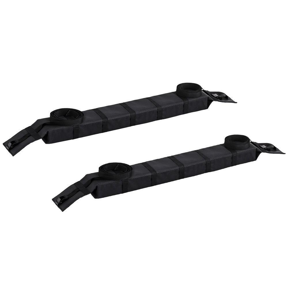 Universal Soft Car Roof Rack 116cm Kayak Luggage Carrier Adjustable Strap Black CAR-RFBAR-FOAM-112-BK