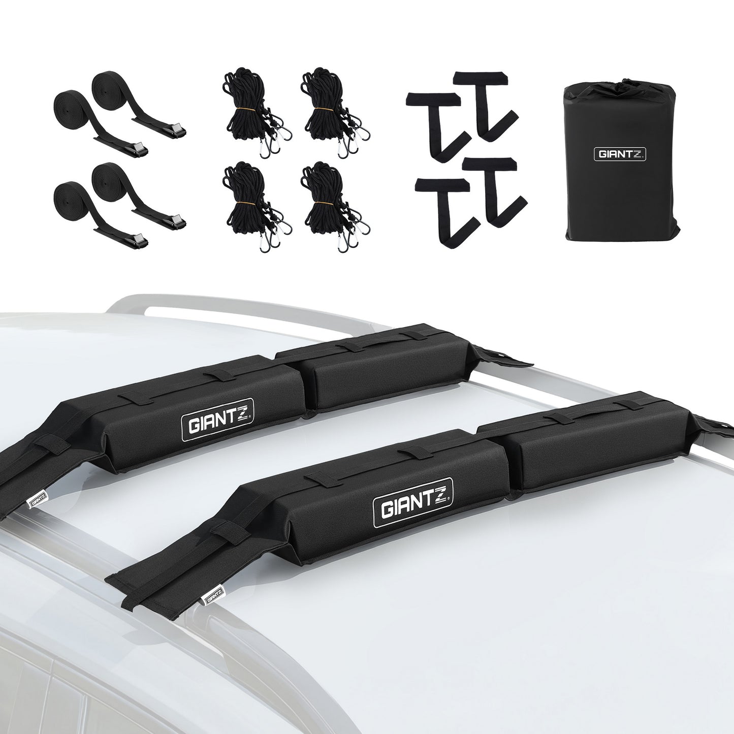 GIANTZ Kayak Roof Rack for Car, Universal Soft Roof Rack Pads for Surfboard SUP Canoe, Roof Bars for SUV CAR-RFBAR-FOAM-25