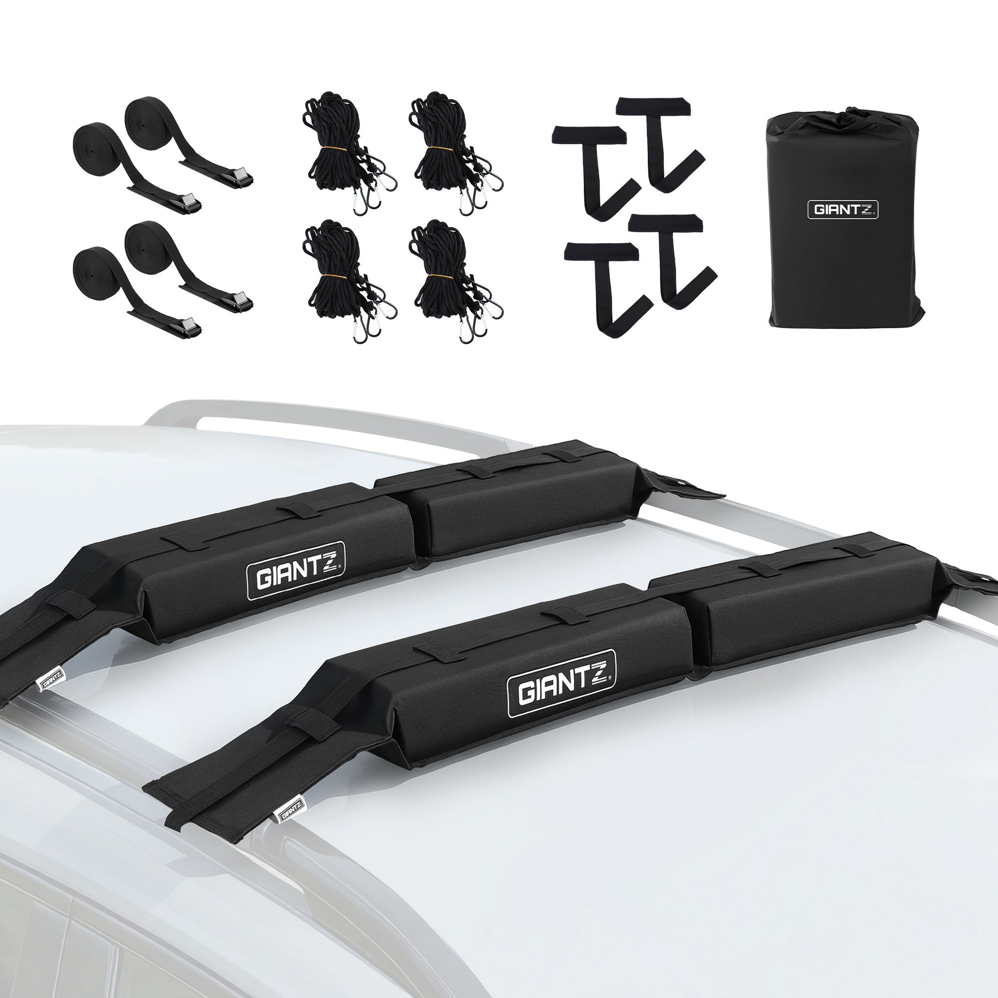 GIANTZ Kayak Roof Rack for Car, Universal Soft Roof Rack Pads for Surfboard SUP Canoe, Roof Bars for SUV CAR-RFBAR-FOAM-25