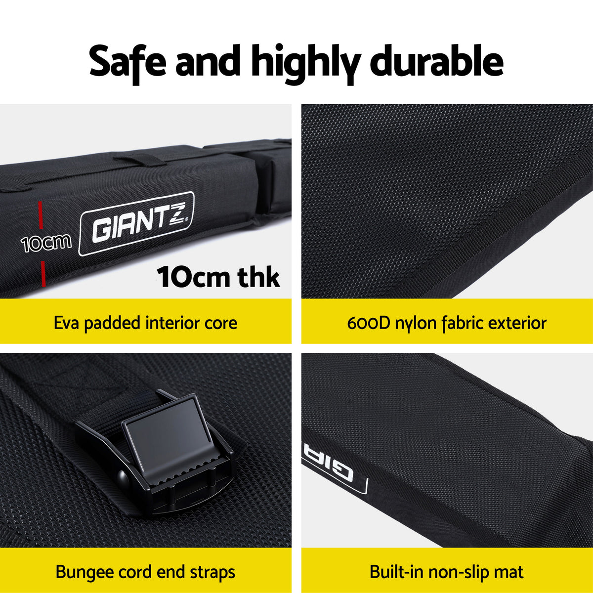 GIANTZ Kayak Roof Rack for Car, Universal Soft Roof Rack Pads for Surfboard SUP Canoe, Roof Bars for SUV CAR-RFBAR-FOAM-25