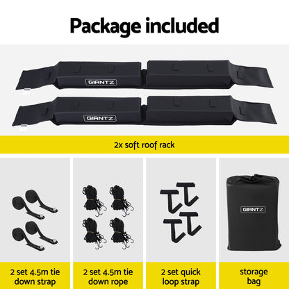 GIANTZ Kayak Roof Rack for Car, Universal Soft Roof Rack Pads for Surfboard SUP Canoe, Roof Bars for SUV CAR-RFBAR-FOAM-25