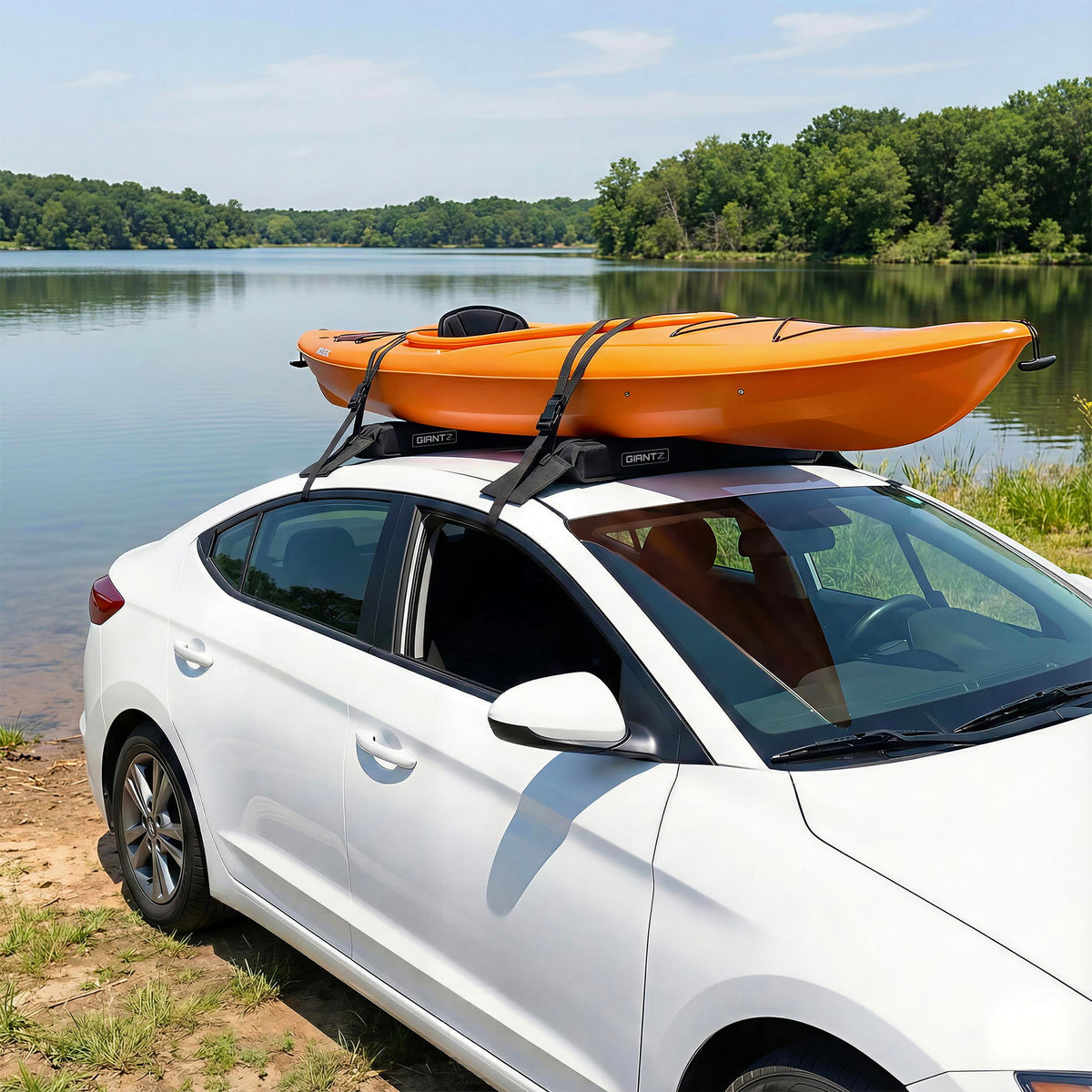 GIANTZ Kayak Roof Rack for Car, Universal Soft Roof Rack Pads for Surfboard SUP Canoe, Roof Bars for SUV CAR-RFBAR-FOAM-25