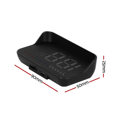 Giantz Universal Car Digital GPS Speedometer OBDHeads Up Display Overspeed Warning Alarm CAR-SPOMR-HUD-90MM-OBD-BK