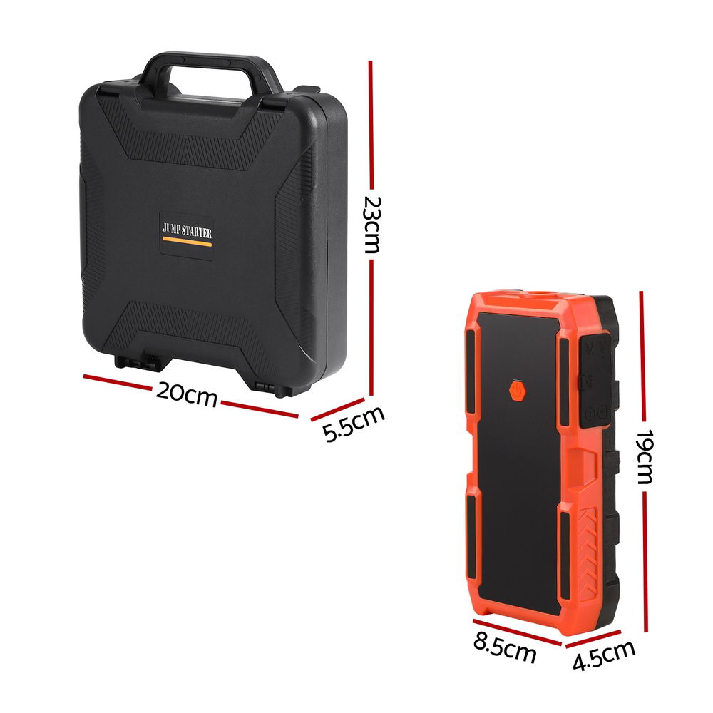 Giantz 3000A Portable Car Jump Starter 12V Lithium Battery Booster Pack Power Bank & Jumper Cables CAR-STARTER-3000-OR