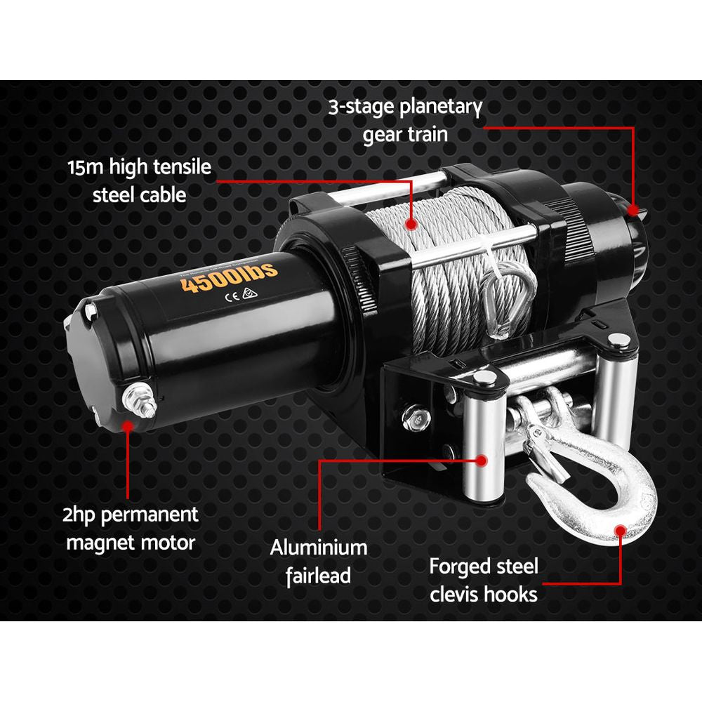 Giantz 4WD Electric Car Winch 4500LBS/2041KG CAR-WINCH-4500