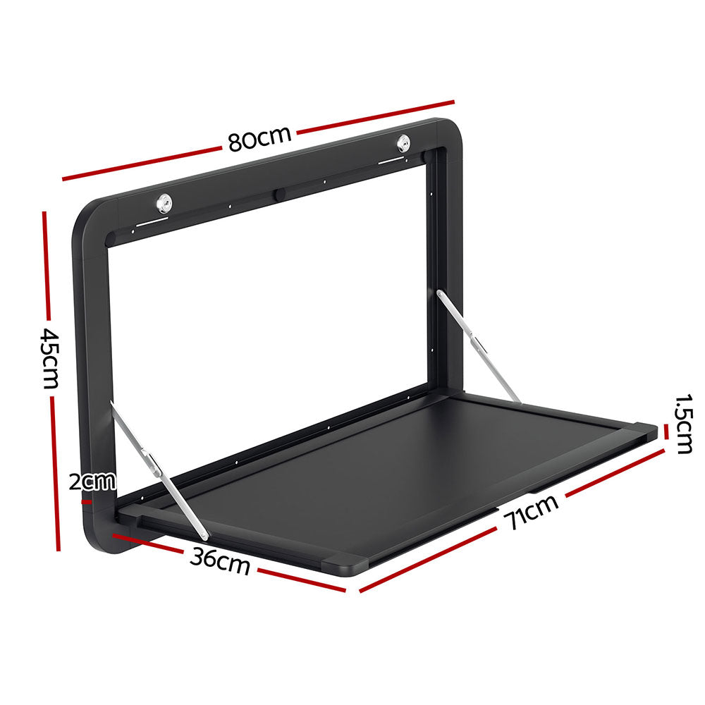 Weisshorn Caravan Table 800 x 450mm Folding Lockable Black CARAVAN-TABLE-80X45-BK