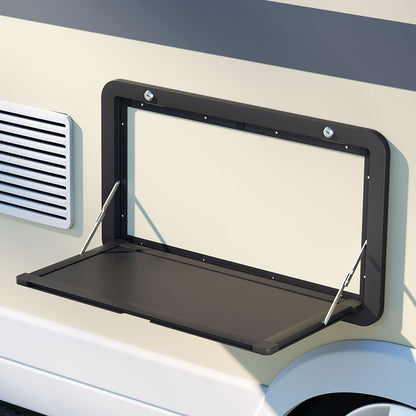 Weisshorn Caravan Table 800 x 450mm Folding Lockable Black CARAVAN-TABLE-80X45-BK