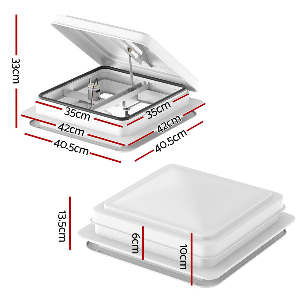 Weisshorn Caravan Roof Vent Fan Air Exhaust Hatch 12V RV Motorhome Camper White CARAVAN-VENT-B-42X42X12-WH