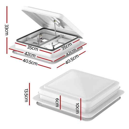 Weisshorn Caravan Roof Vent Fan Air Exhaust Hatch 12V RV Motorhome Camper White CARAVAN-VENT-B-42X42X12-WH