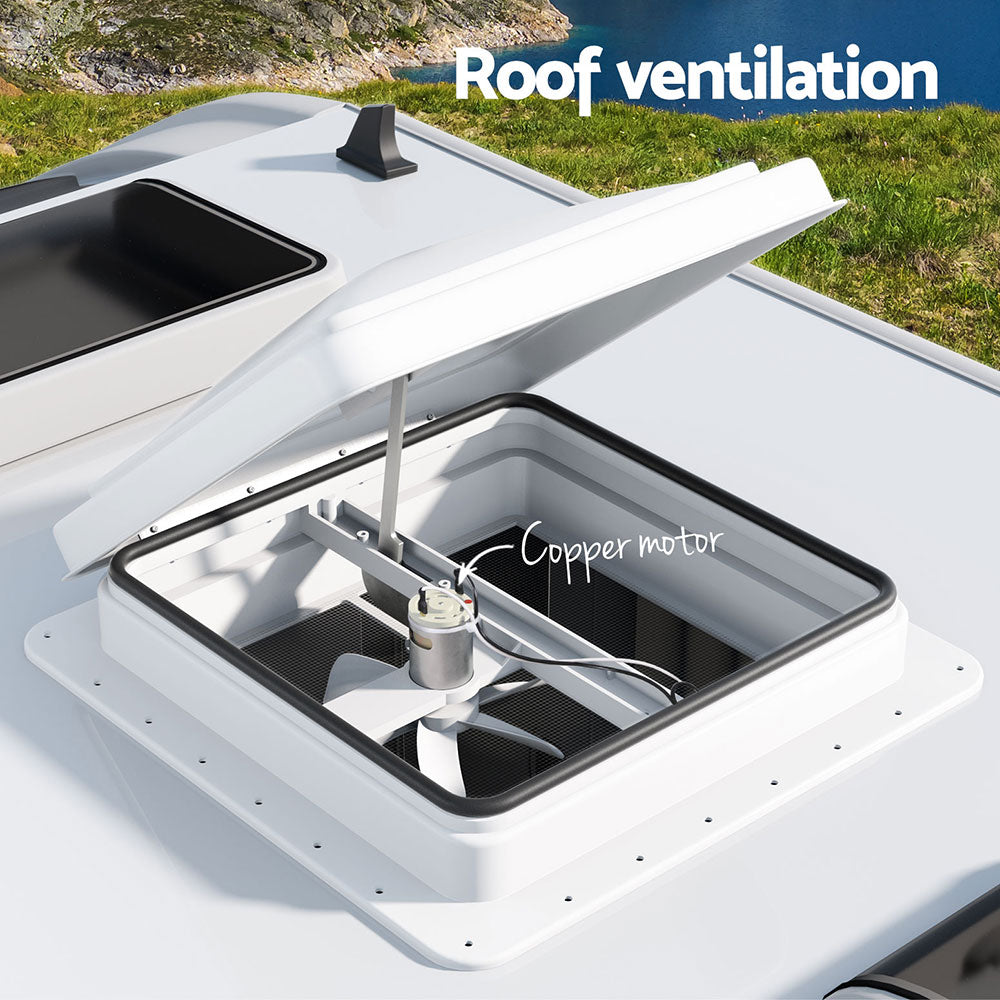 Weisshorn Caravan Roof Vent Fan Air Exhaust Hatch 12V RV Motorhome Camper White CARAVAN-VENT-B-42X42X12-WH