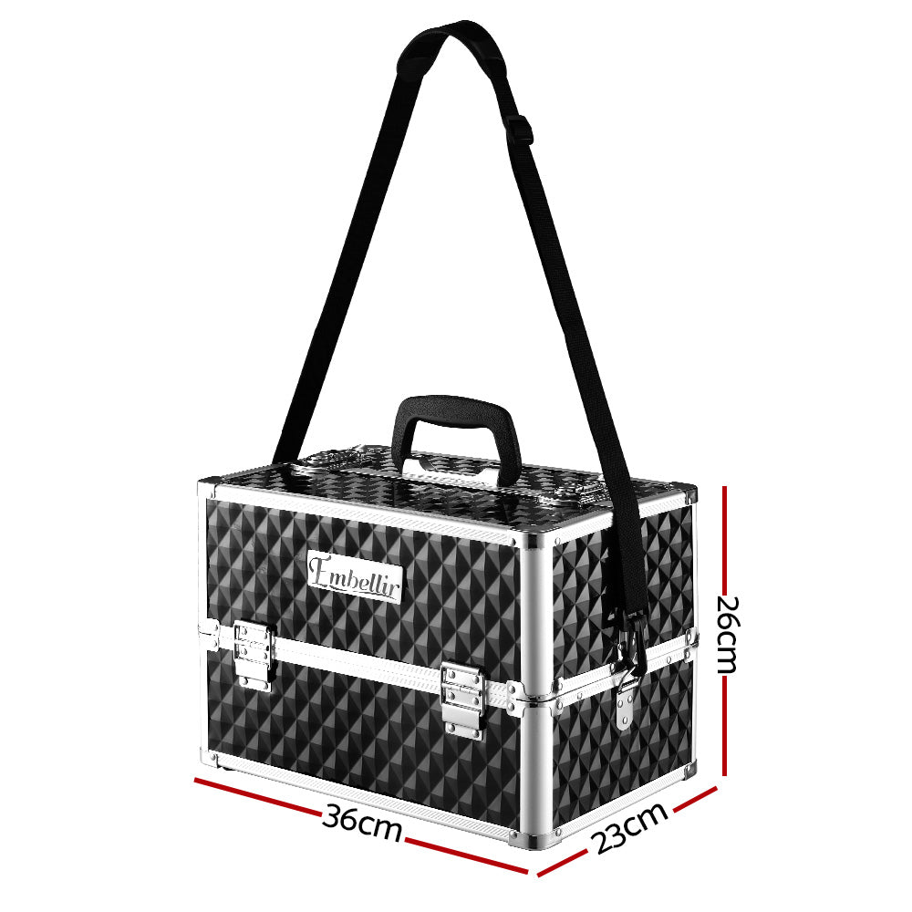 Embellir Portable Cosmetic Beauty Makeup Case - Diamond Black CASE-MU-002-DIBK