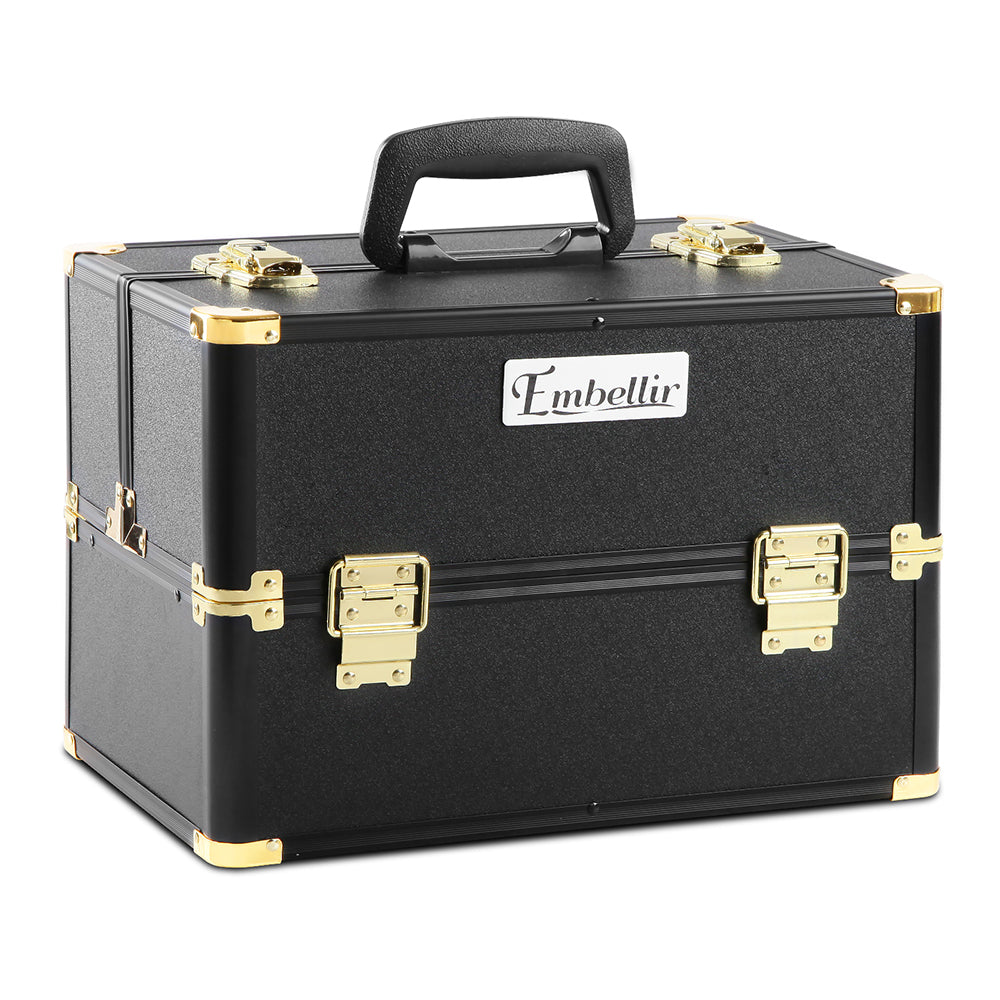Embellir Portable Cosmetic Beauty Makeup Case - Black & Gold CASE-MU-002-GDBK