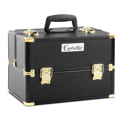 Embellir Portable Cosmetic Beauty Makeup Case - Black & Gold CASE-MU-002-GDBK