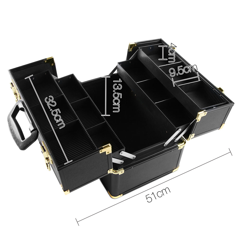 Embellir Portable Cosmetic Beauty Makeup Case - Black & Gold CASE-MU-002-GDBK