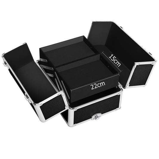 Embellir Makeup Case Beauty Trolley Cosmetic Organiser Box Travel Wheels Black CASE-MU-4T-081-BK