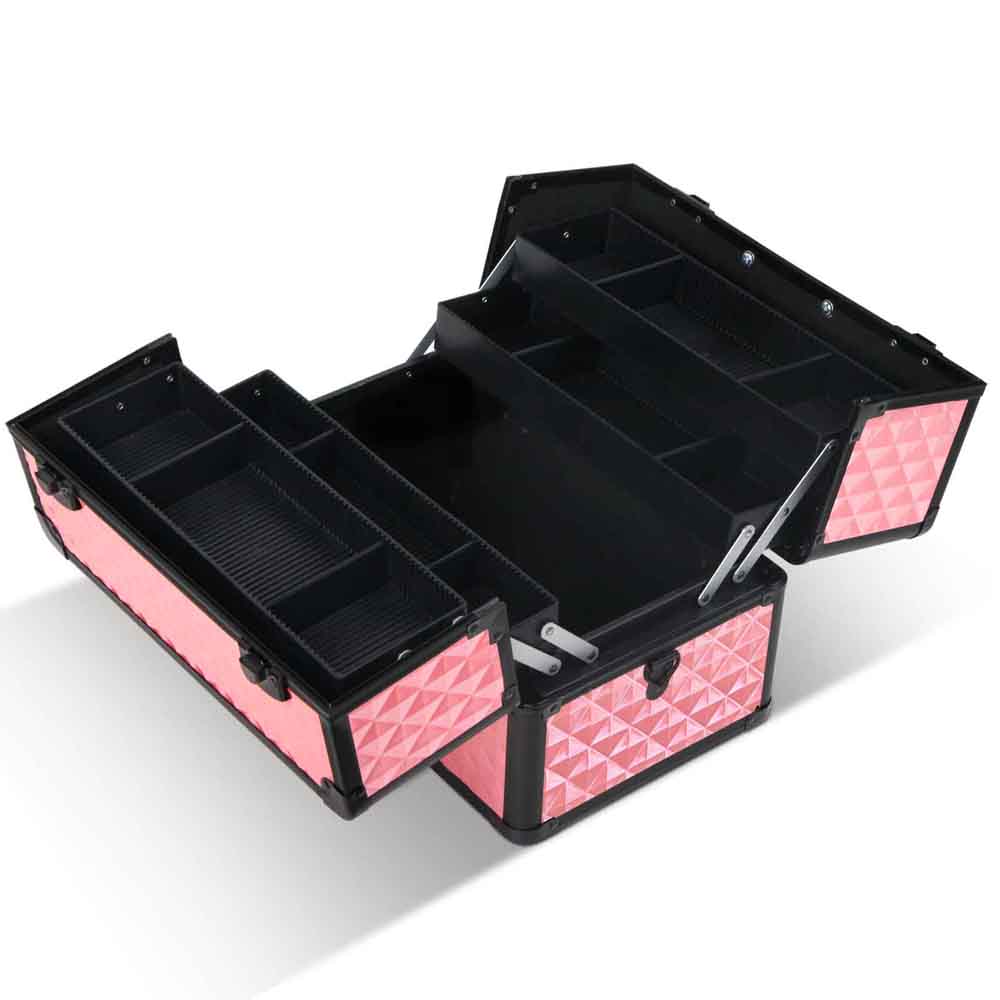 Embellir Portable Cosmetic Beauty Makeup Case - Diamond Pink CASE-MU-HZ7002-DIPI