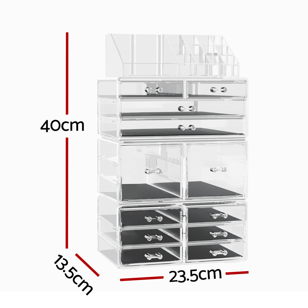 Embellir Makeup Organizer Acrylic Cosmetic Organizer Storage Box Jewellery Holder CASE-STAND-PLS-12DRAWER-TP
