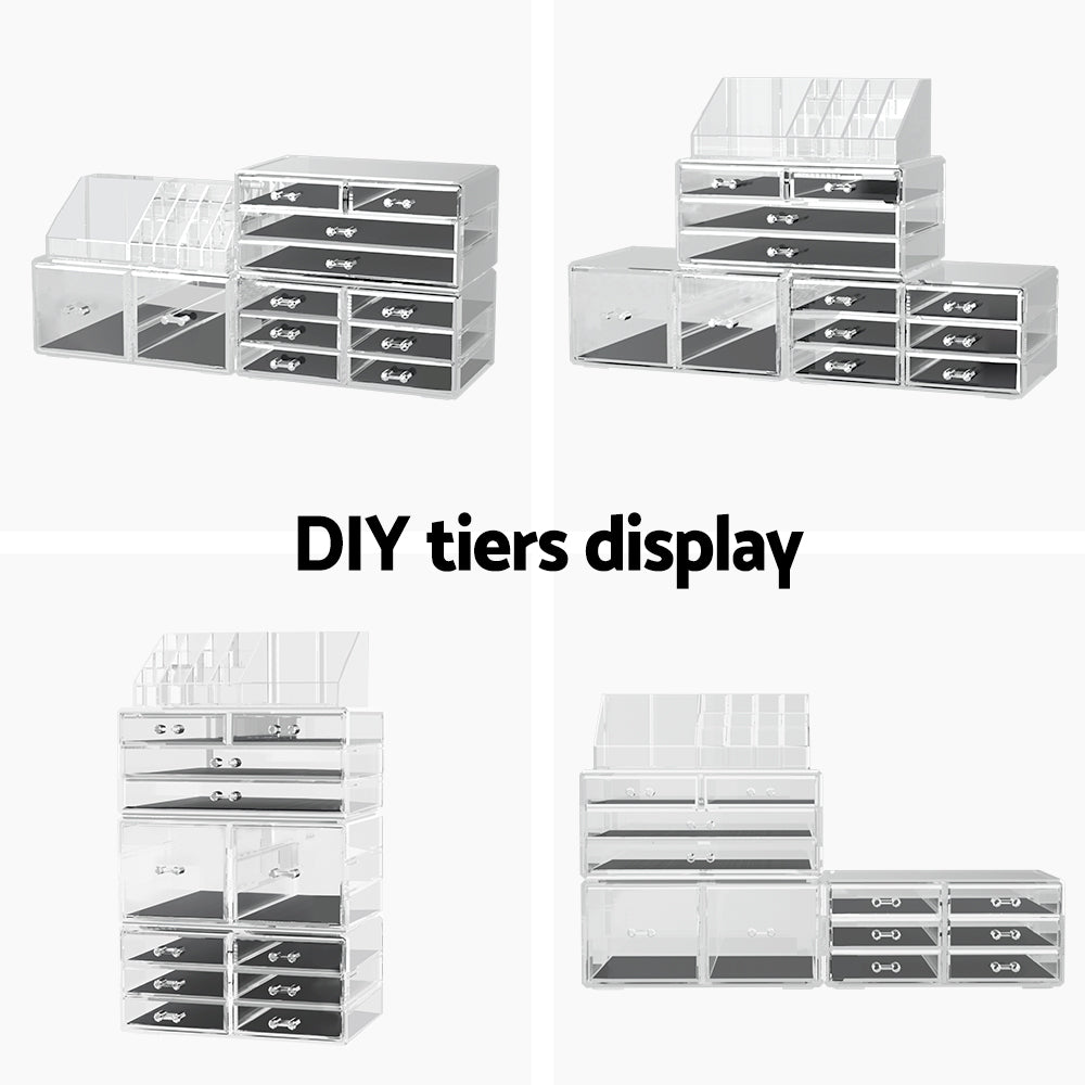 Embellir Makeup Organizer Acrylic Cosmetic Organizer Storage Box Jewellery Holder CASE-STAND-PLS-12DRAWER-TP