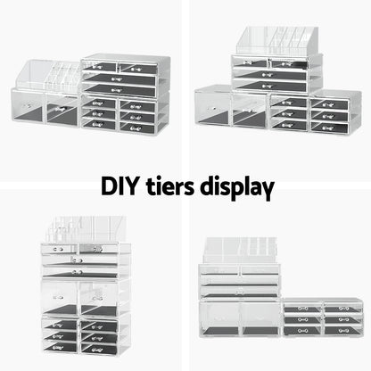 Embellir Makeup Organizer Acrylic Cosmetic Organizer Storage Box Jewellery Holder CASE-STAND-PLS-12DRAWER-TP