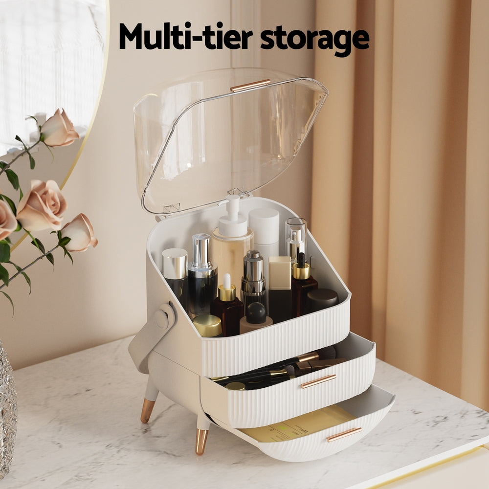 Embellir Makeup Organizer Portable Cosmetic Organizer Storage Box Jewellery Holder CASE-STAND-PLS-3LAYER-WH