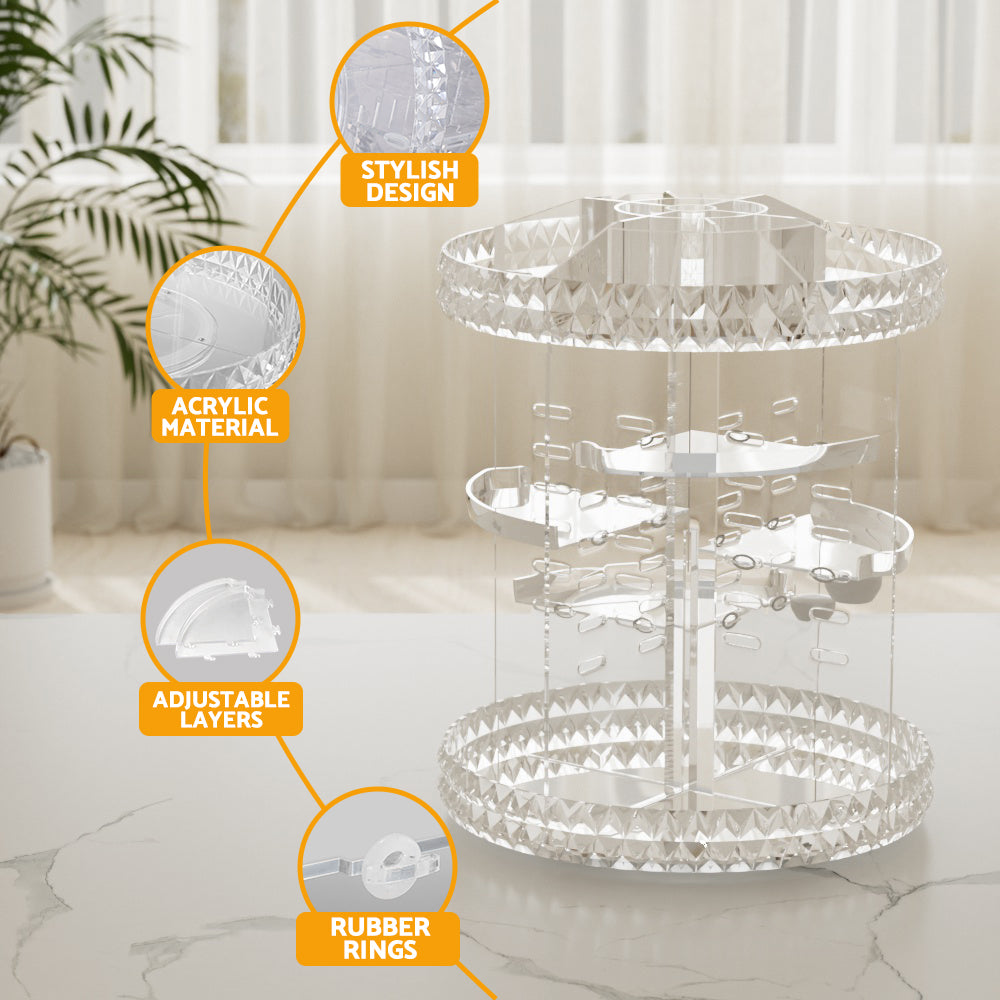 Embellir Makeup Organizer Acrylic Rotating Cosmetic Organizer Storage Display Holder CASE-STAND-PP-6LAYER-TP