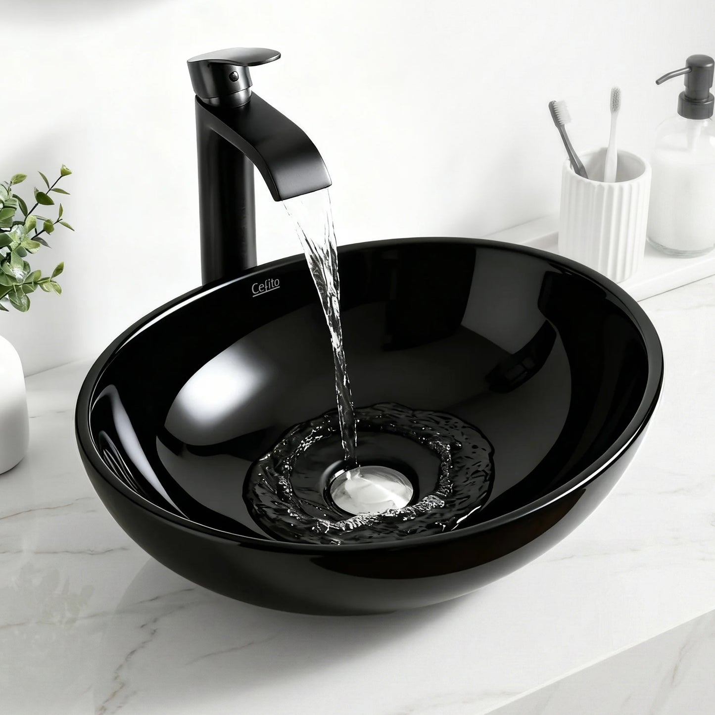 Cefito Bathroom Basin Ceramic Vanity Sink Hand Wash Bowl 41x34cm CB-005-BK1
