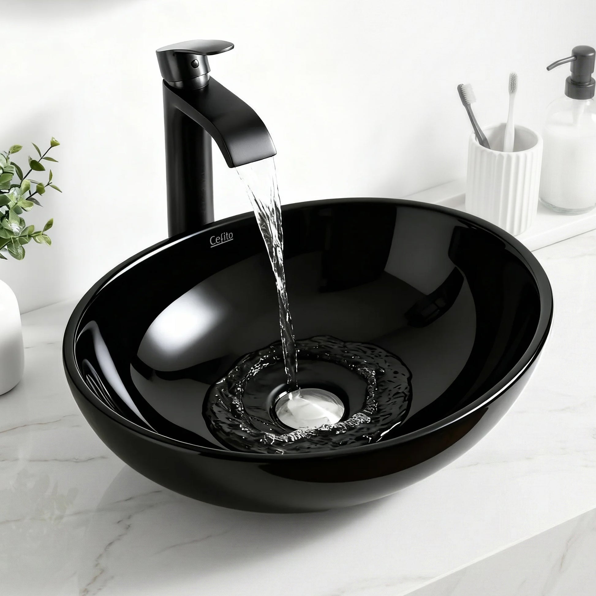 Cefito Bathroom Basin Ceramic Vanity Sink Hand Wash Bowl 41x34cm CB-005-BK1