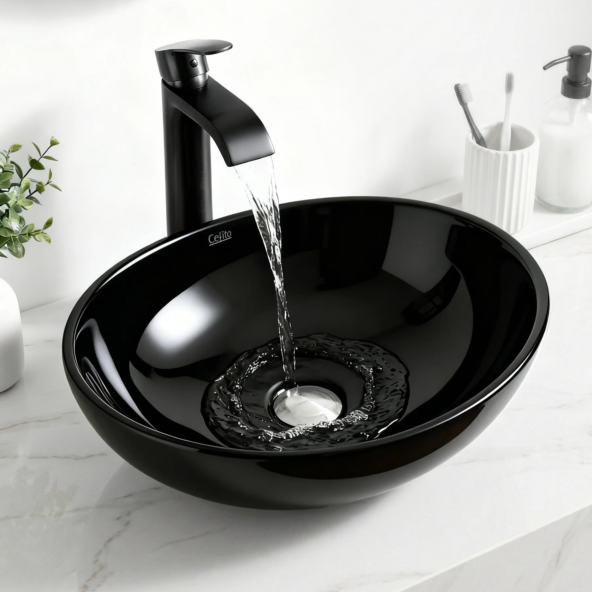 Cefito Bathroom Basin Ceramic Vanity Sink Hand Wash Bowl 41x34cm CB-005-BK1