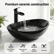 Cefito Bathroom Basin Ceramic Vanity Sink Hand Wash Bowl 41x34cm CB-005-BK1