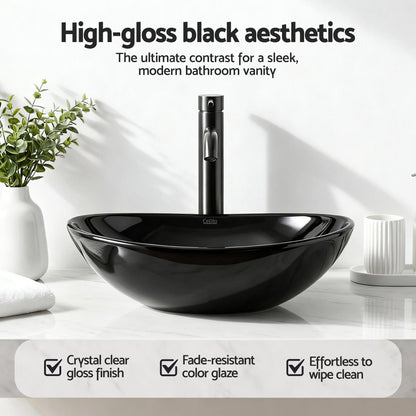 Cefito Bathroom Basin Ceramic Vanity Sink Hand Wash Bowl 41x34cm CB-005-BK1