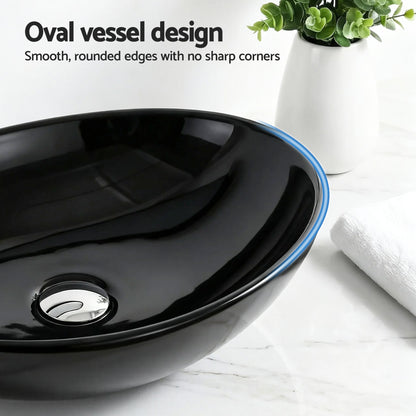 Cefito Bathroom Basin Ceramic Vanity Sink Hand Wash Bowl 41x34cm CB-005-BK1