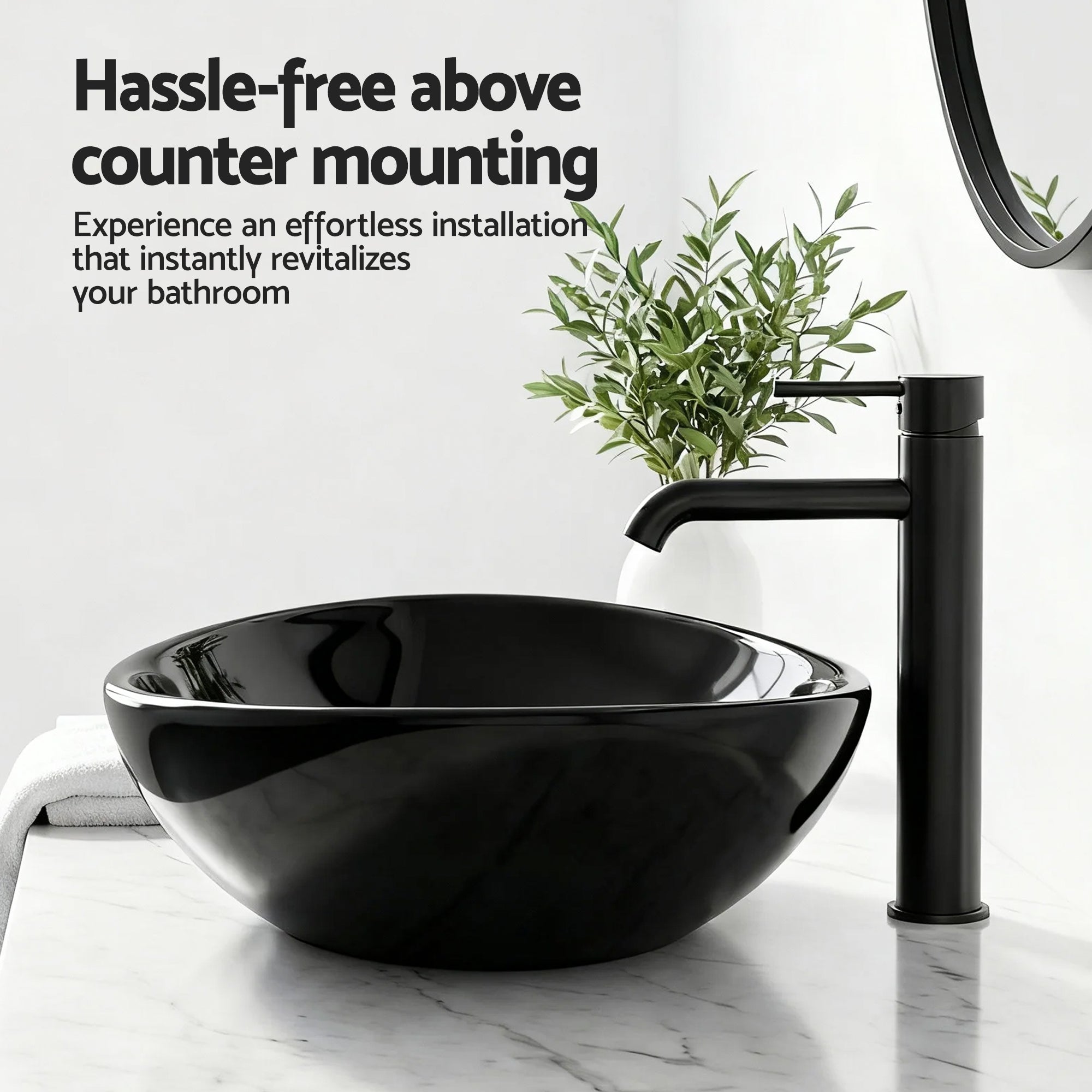 Cefito Bathroom Basin Ceramic Vanity Sink Hand Wash Bowl 41x34cm CB-005-BK1