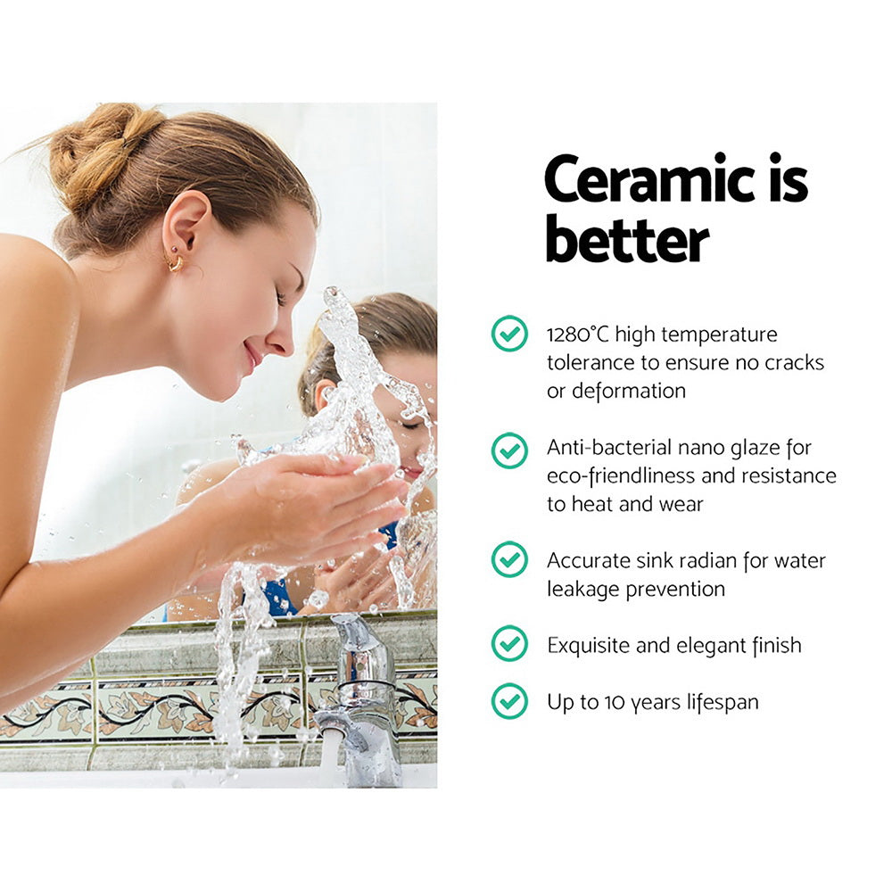 Cefito Bathroom Basin Ceramic Vanity Sink Hand Wash Bowl 48x37cm CB-037-MAT-WH-BK