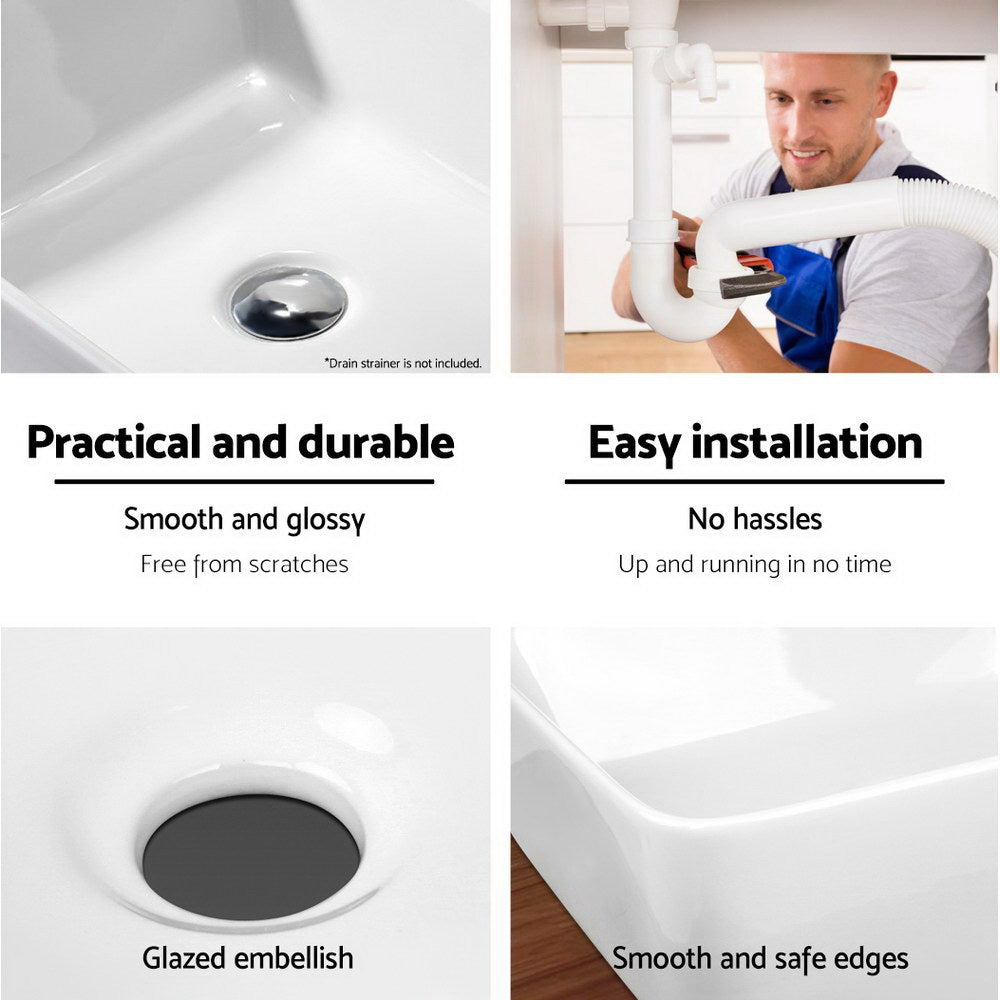 Cefito Bathroom Basin Ceramic Vanity Sink Hand Wash Bowl 48x37cm White CB-037-WH