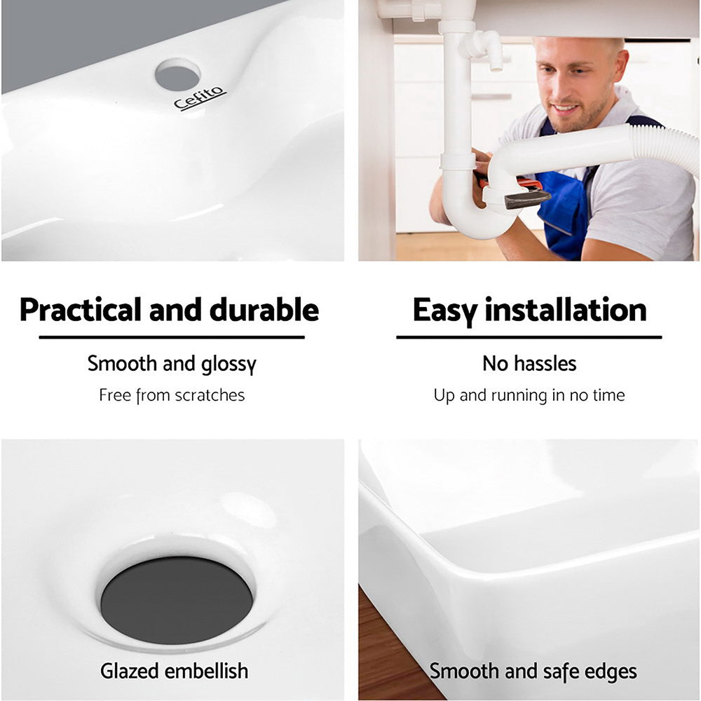 Cefito Bathroom Basin Ceramic Vanity Sink Hand Wash Bowl 48x38cm CB-038-WH