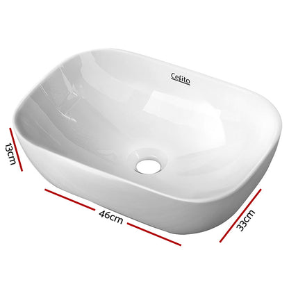 Cefito Bathroom Basin Ceramic Vanity Sink Hand Wash Bowl 46x33cm CB-074-WH