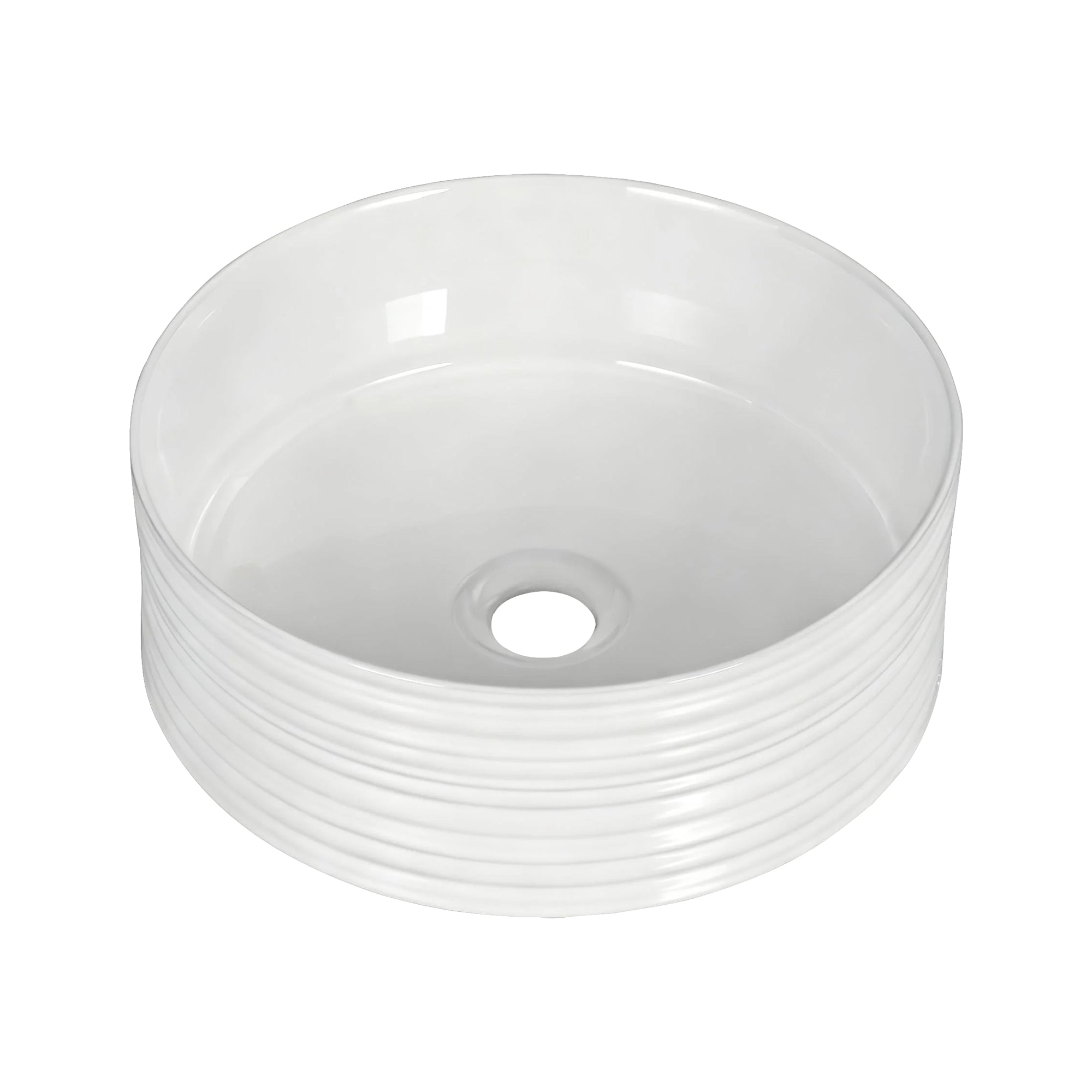 Cefito Bathroom Basin Vanity Sink Vessel Ceramic White Round Countertop 36cm CB-1054-WH