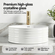 Cefito Bathroom Basin Vanity Sink Vessel Ceramic White Round Countertop 36cm CB-1054-WH
