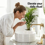 Cefito Bathroom Basin Vanity Sink Vessel Ceramic White Round Countertop 36cm CB-1054-WH