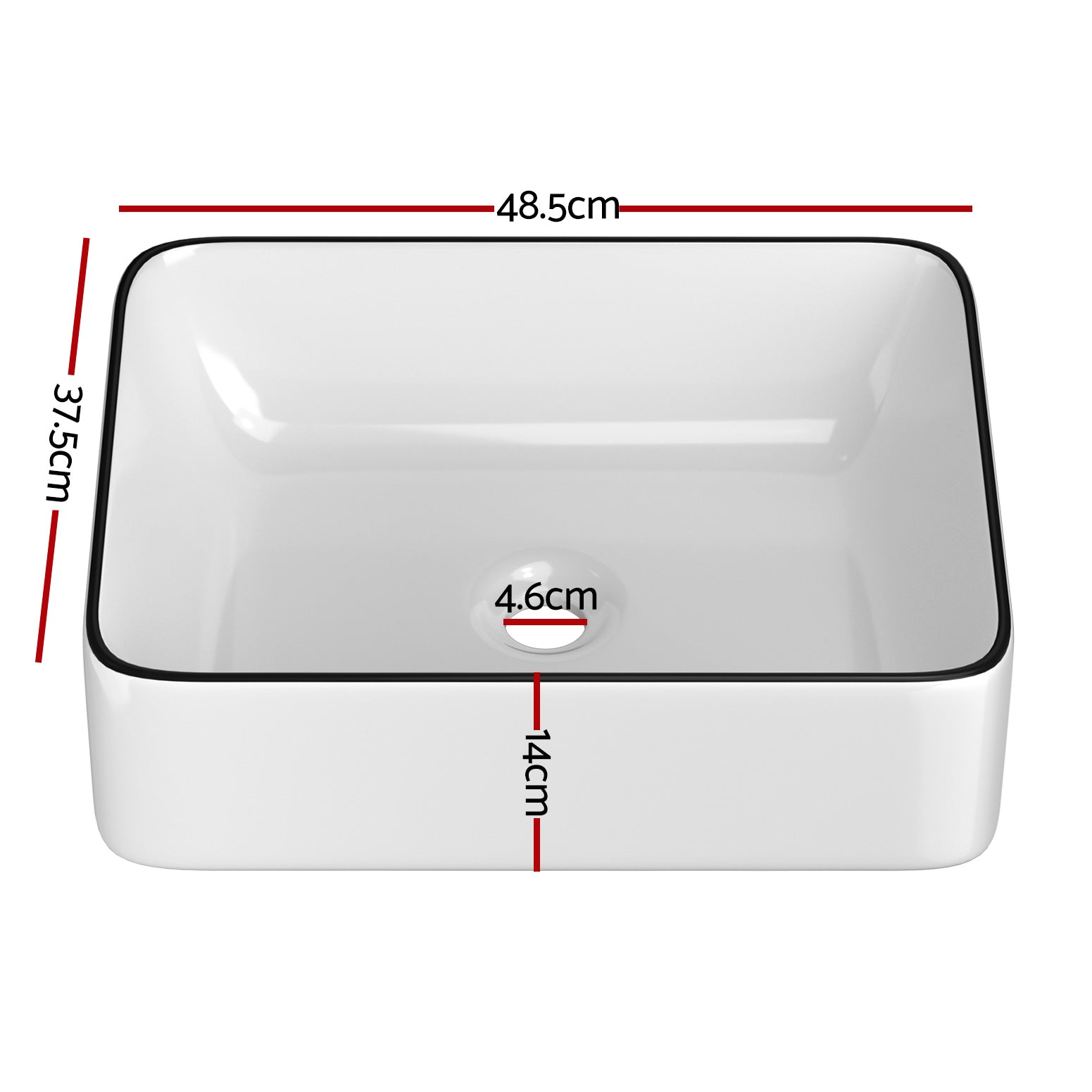 Cefito Bathroom Basin Ceramic Vanity Sink Hand Wash Bowl Above Counter 48x37cm CB-480-WH-BK